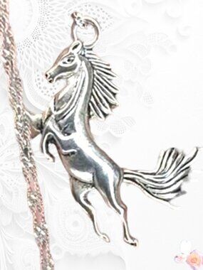 Horse Pendant Necklace Silver‑Tone 16–18" Adjustable Possibly Sterling Not Test
